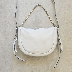 MK Michael Kors Dover Pebble Leather Shoulder Bag Gold Carry Strap Cream